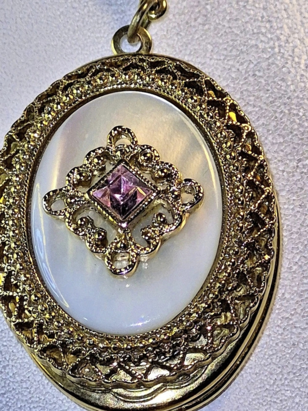 1928 Jewelry Gold-Tone Locket Necklace with Pink Beads